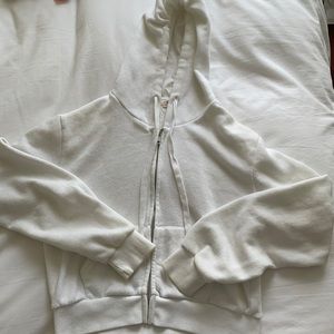 Cropped white brandy Melville hoodie